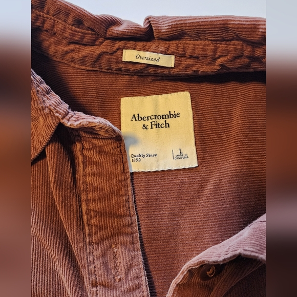 Abercrombie & Fitch Oversized Corduroy Button-up Brown, Large - Picture 2 of 6